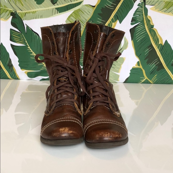 Steve Madden Troopa | Brown Leather Combat Boots - Picture 2 of 8